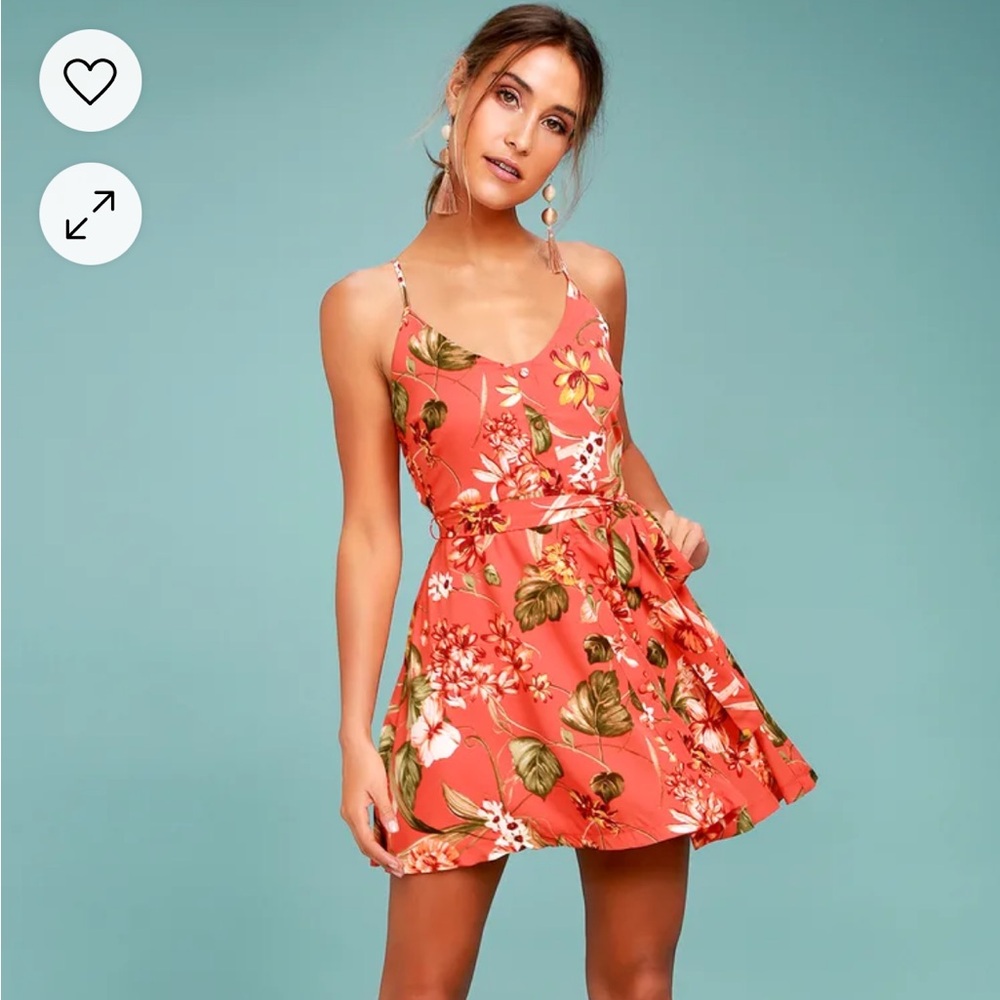 Lulu’s Ulani Rusty Rose Floral Print Skater Dress -  XS